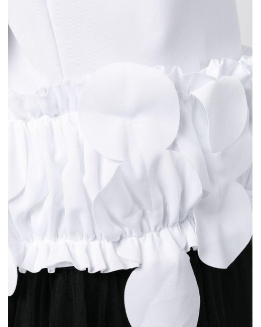Comme des Garçons White Ruffled Appliqué-detailing Asymmetric T-shirt