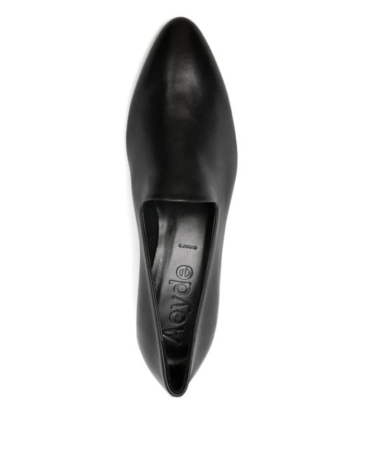 Aeyde Black 40Mm Almond-Toe Block-Heel Loafers
