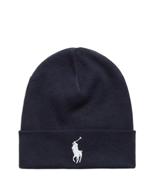 Polo Ralph Lauren Blue Cotton Embroidered-Logo Beanie for men