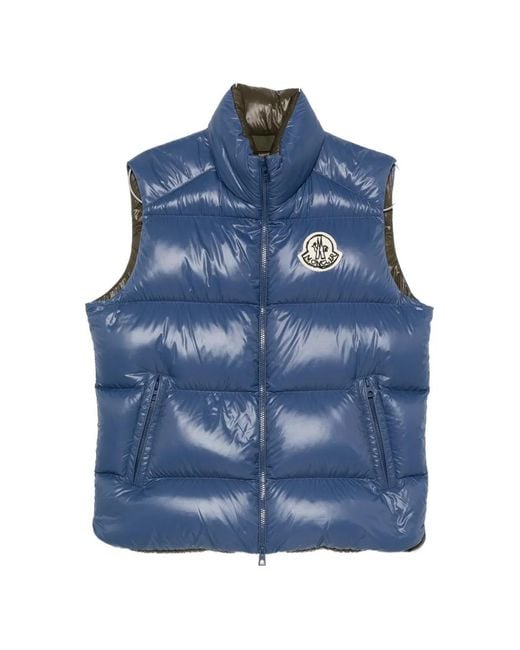 Moncler Blue Belice Logo-Patch Quilted Gilet for men