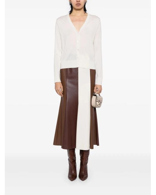 N.Peal Cashmere White V-Neck Cardigan