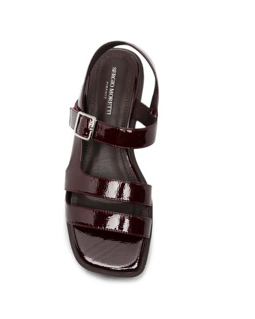 SERGIO MORETTI FIRENZE White Patent Buckle-Fastening Sandals