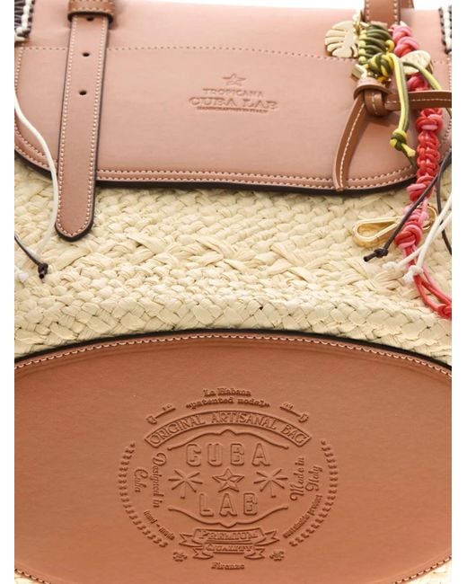 CUBA LAB Brown Tropicana Raffia Shoulder Bag