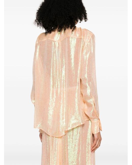 Forte Forte Iridescent Semi-sheer Textured Shirt in het Natural