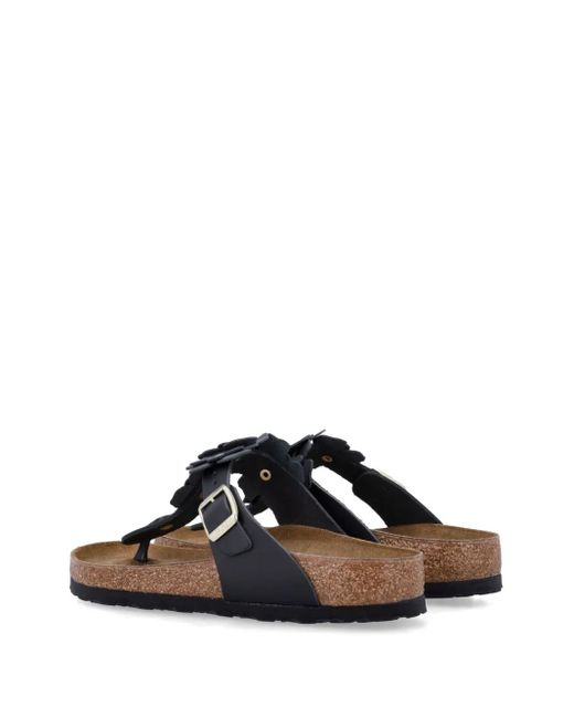 Birkenstock Black Gizeh Flower Flip Flops