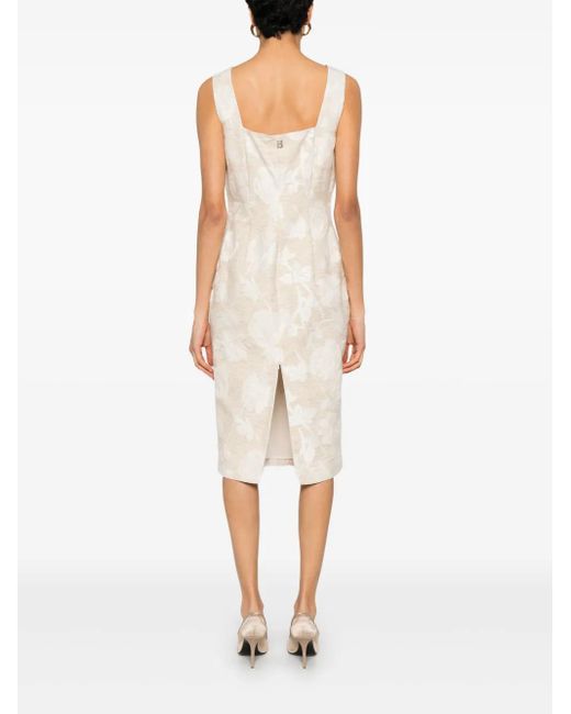 Abito Midi A Fiori Jacquard di Blugirl Blumarine in White