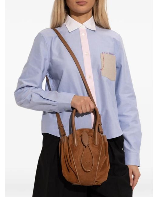Marni Brown Suede Tulipea Small Handbag