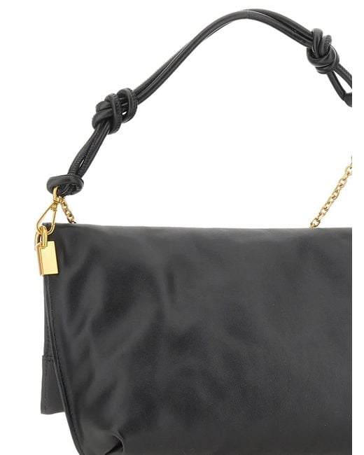 Gianni Chiarini Black Fanny Knitted Leather Shoulder Bag