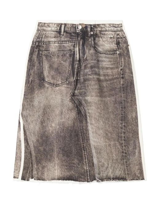 Tory Burch Gray Ausgefranster Jeans-Midirock