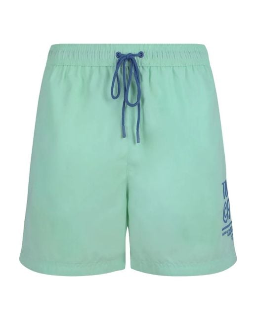 Tommy Hilfiger Green Logo-Print Swim Shorts for men
