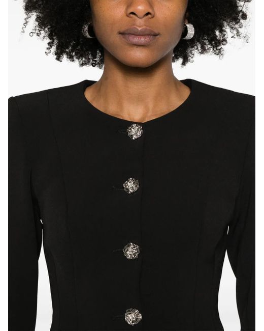 Nissa Black Flower-Button Jacket