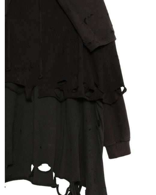 Doublet Phantom Frayed Hoodie in Black for Men | Lyst