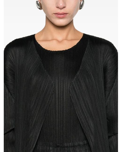 Manteau Plissé À Design Ouvert Pleats Please Issey Miyake en coloris Black