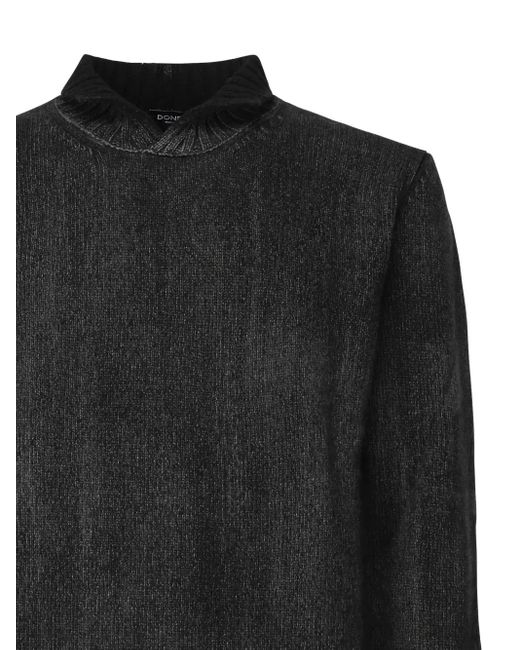 Dondup Black Ribbed Wool Sweater for men