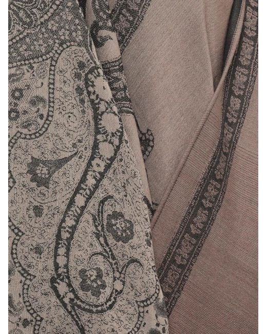 Etro Natural Paisley-Pattern Fringed Cape