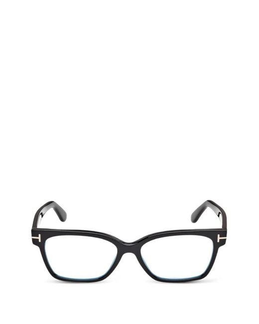 Tom Ford Black T-Line Rectangle-Frame Glasses