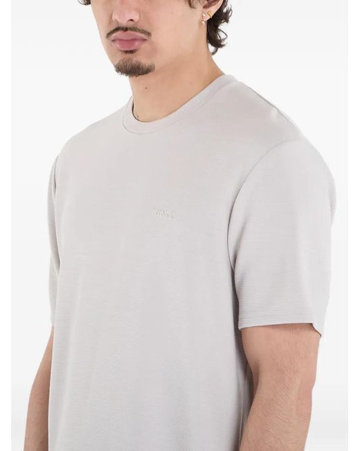 HUGO White Fine-Ribbed T-Shirt for men