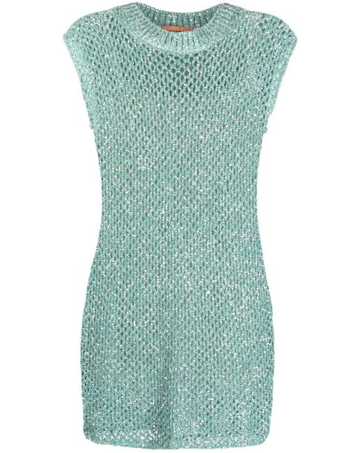 Missoni Green Sequin-embellished Knitted Dress