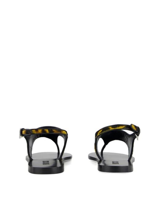 Paris Texas Black Leopard-Print Flat Sandals