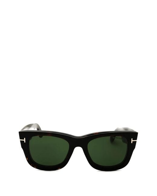 Tom Ford Green Tortoiseshell-Effect Rectangle-Frame Glasses for men