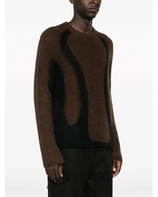 J.L-A.L Black Two-Tone Design Brushed-Effect Jumper for men