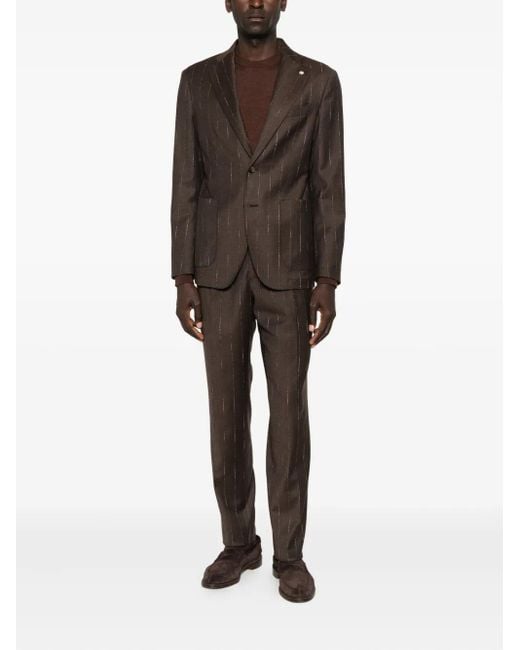 Manuel Ritz Brown Wool-Blend Single-Breasted Suit for men