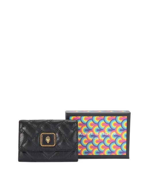 Kurt Geiger Black Quilted Eagle Plaque Card Holder