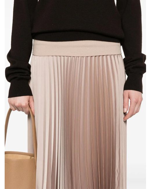 D.exterior Natural Pleated Midi Skirt