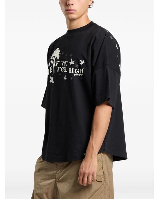 Palm Angels Black Feel High Oversized T-Shirt for men