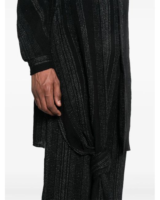 Yohji Yamamoto Black Stiped Knot-Detail Shirt for men