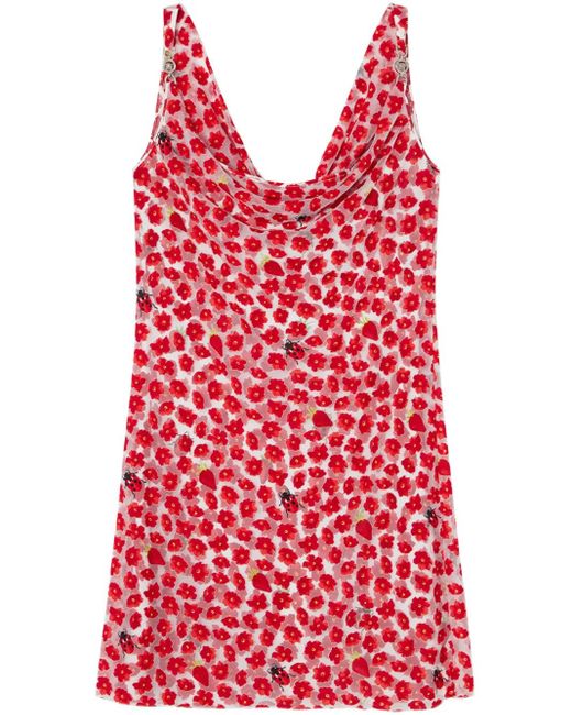 Minivestido Lencero Strawberry Garden Versace de color Red