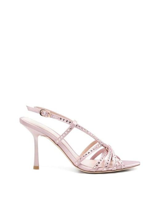 Stuart Weitzman Pink Crystal-Embellished Strappy Sandals