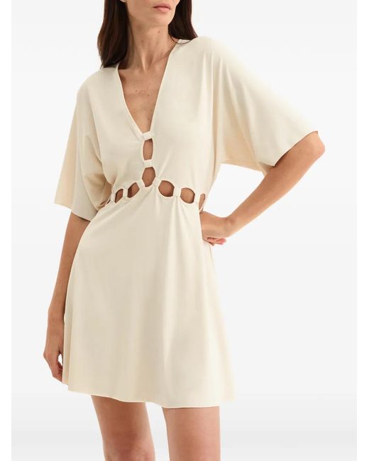 Eres White Connection V-Neck Cutout Dress