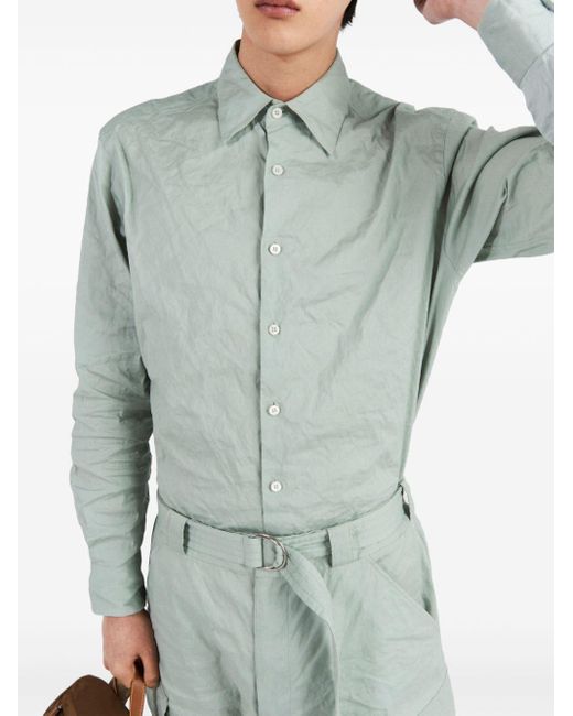 Chemise à logo triangulaire Prada pour homme en coloris Gray