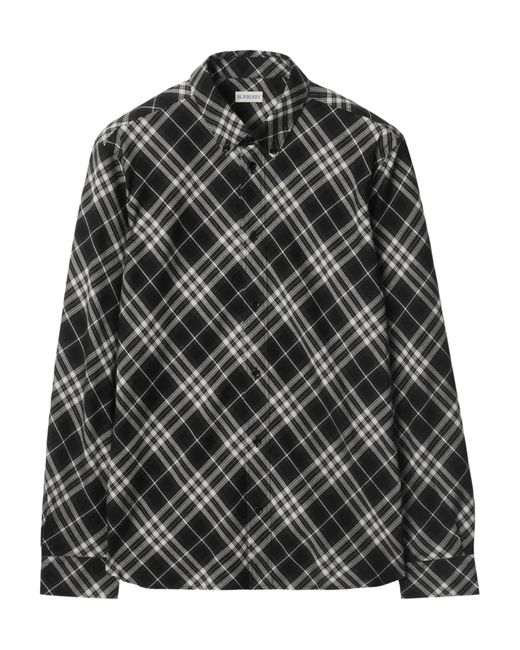 Camicie Cotone-Uomo di Burberry in Black da Uomo