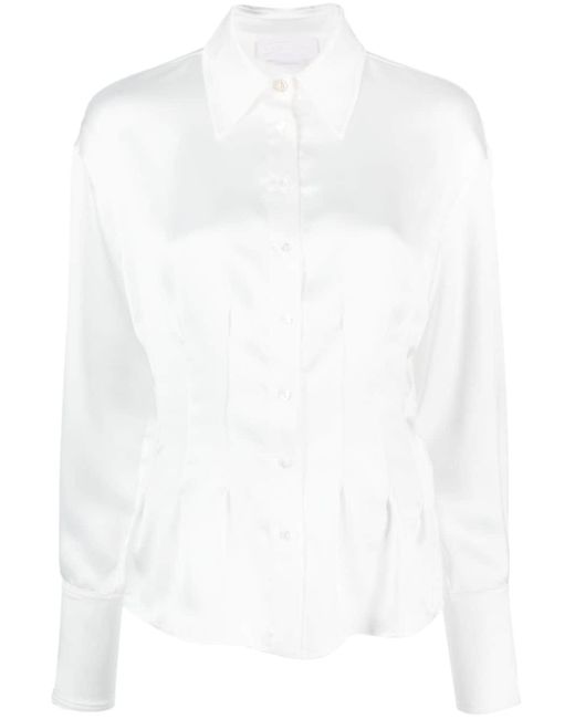Genny White Satin Button-up Shirt