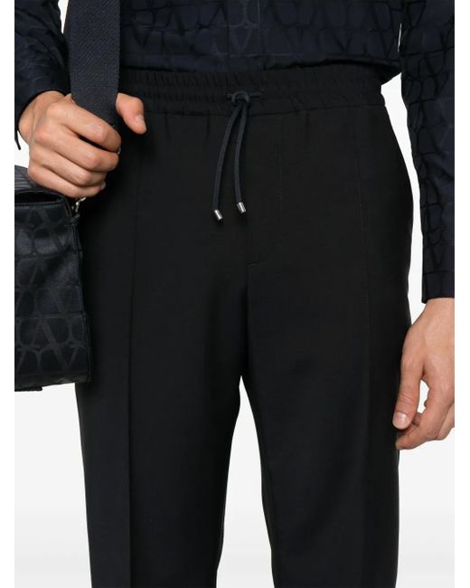 Valentino Garavani Blue Drawstring-Waist Tapered Trousers for men