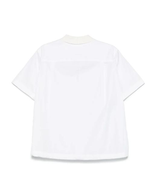 Sacai Half-Zip Polo Shirt in White for Men | Lyst