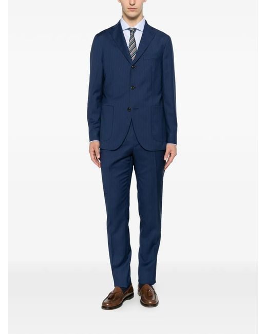 Boglioli Blue Pinstripe-Pattern Buttoned Suit for men