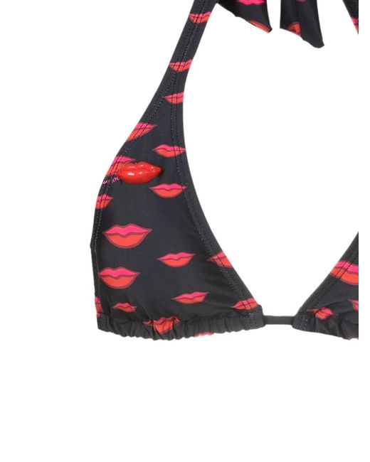 Amir Slama Black All-Over Lips-Print Bikini Set