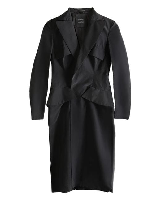 Yohji Yamamoto Notched Lapel Dress Black