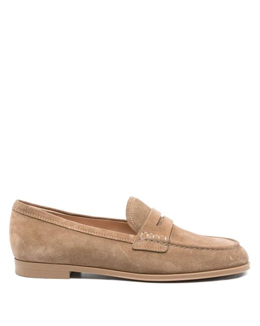 Gianvito Rossi Brown Georgie Penny Suede Loafers