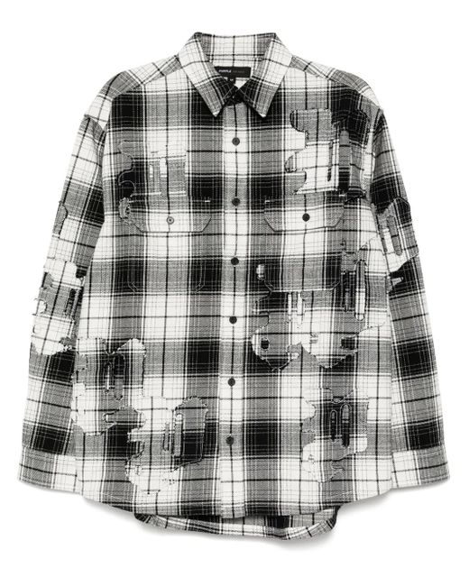 メンズ Purple Brand ダメージ シャツ Gray