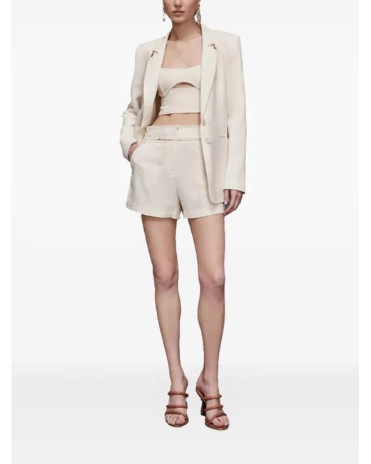 Patrizia Pepe Natural High-Waist Belt Detail Shorts