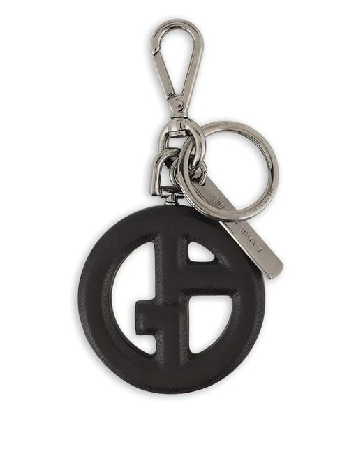 Giorgio Armani Black Logo-Plaque Keyring