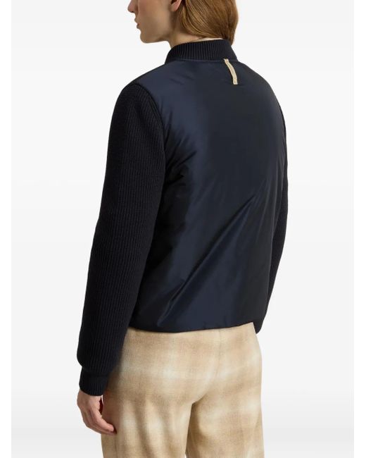 Woolrich Blue Hybrid Nylon Bomber Jacket