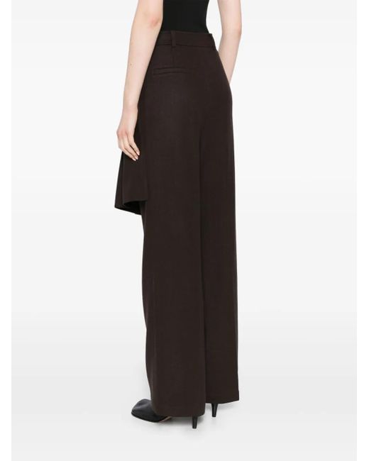 Goen.J Black Asymmetric Pleats Detailed Straight Pants