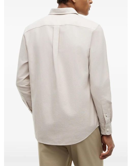 Tommy Hilfiger White Logo-Embroidered Button-Down Shirt for men