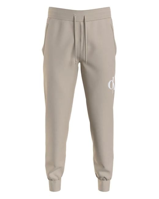 Calvin Klein Gray Logo Drawstring Track Pants for men