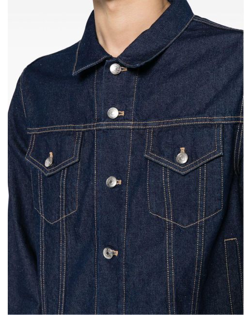 Maison Kitsuné Logo-embroidered Cotton Denim Jacket in Blue for Men | Lyst  UK